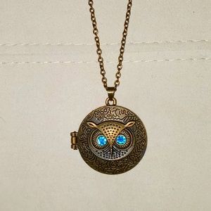 Owl Locket Pendant Necklace